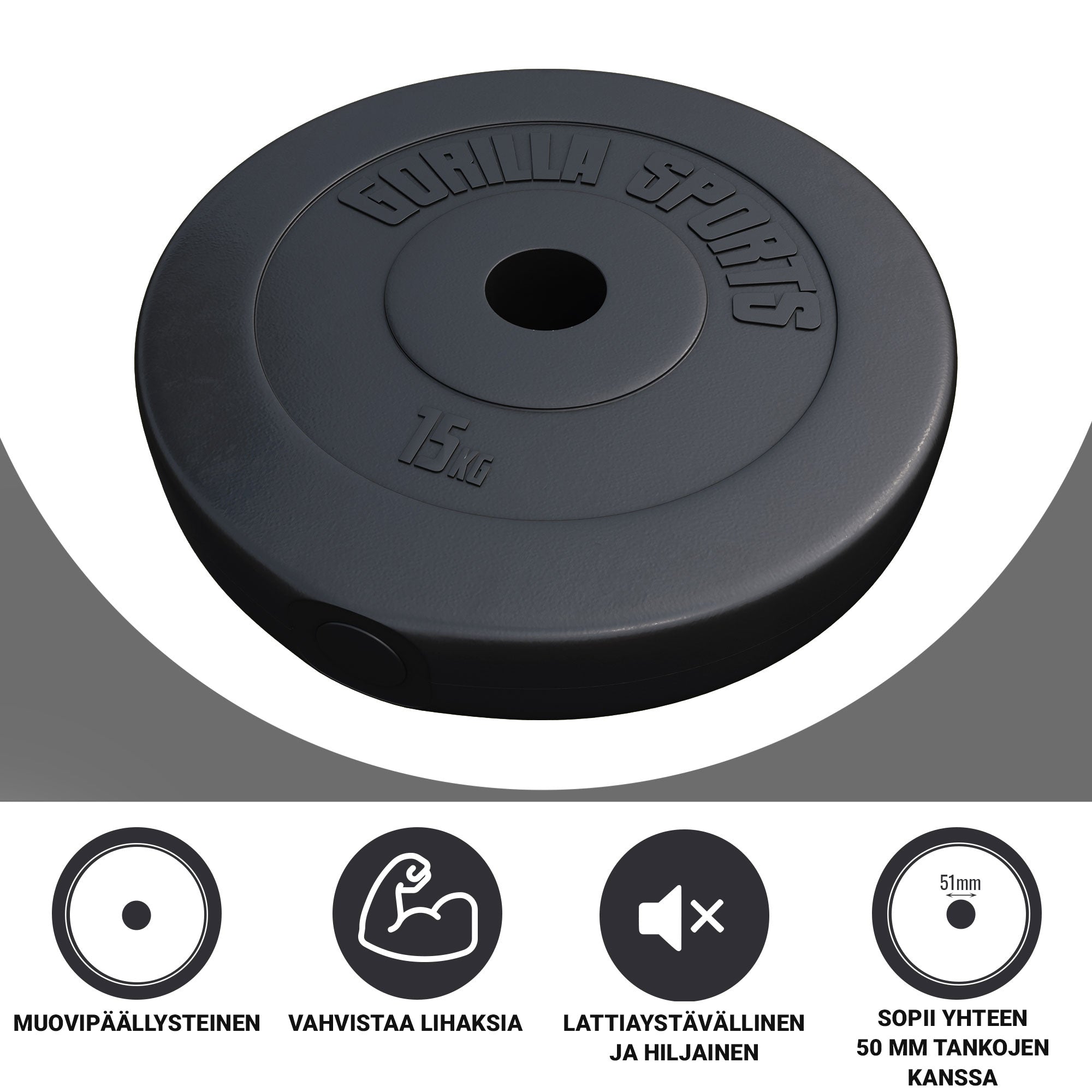 Vinilu dengtas svorio diskas 15 kg 50 mm