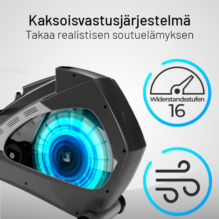 8.1 sulankstomas irklavimo treniruoklis su oro ir magnetiniu pasipriešinimu