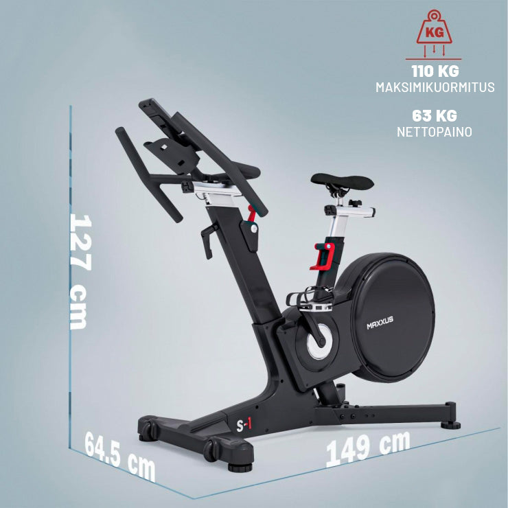 Treniruoklis dviratis S1 su LCD ekranu ir 18 kg smagračiu