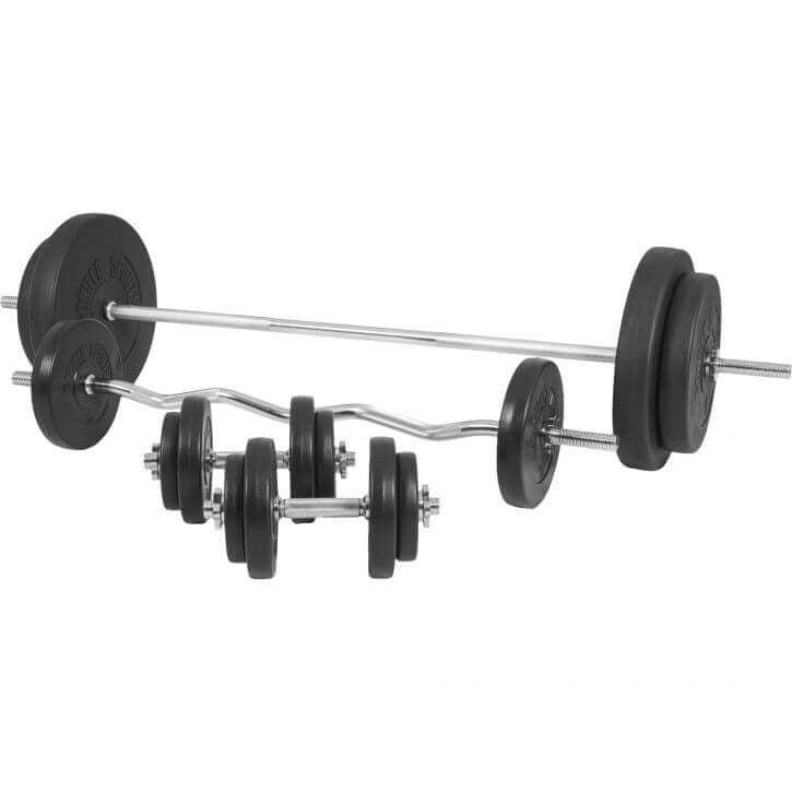 Reguliuojamas svorių kilnojimo suoliukas su 100 kg svorių rinkiniu