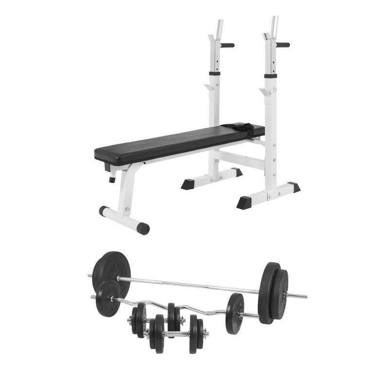 Reguliuojamas svorių kilnojimo suoliukas su 100 kg svorių rinkiniu