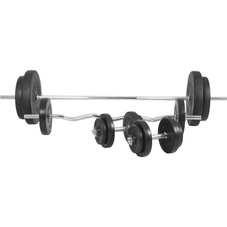 Reguliuojamas svorių kilnojimo suoliukas su 100 kg svorių rinkiniu