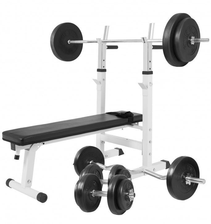 Reguliuojamas svorių kilnojimo suoliukas su 100 kg svorių rinkiniu