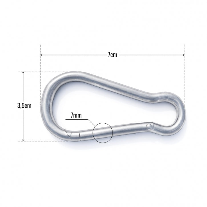 Karabinai 7 cm iš chromuoto plieno, 5 kpl