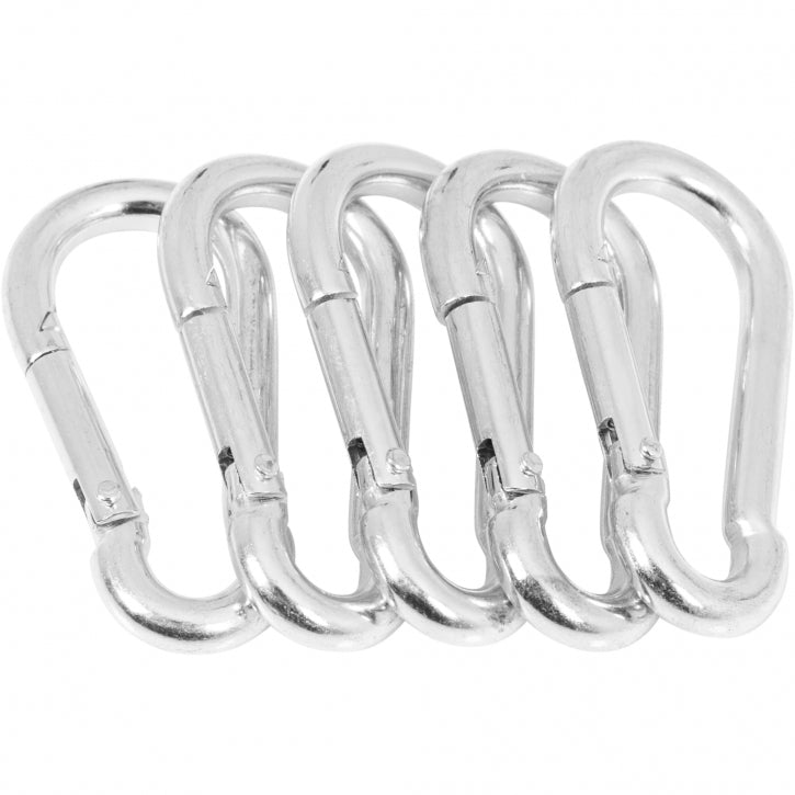 Karabinai 7 cm iš chromuoto plieno, 5 kpl