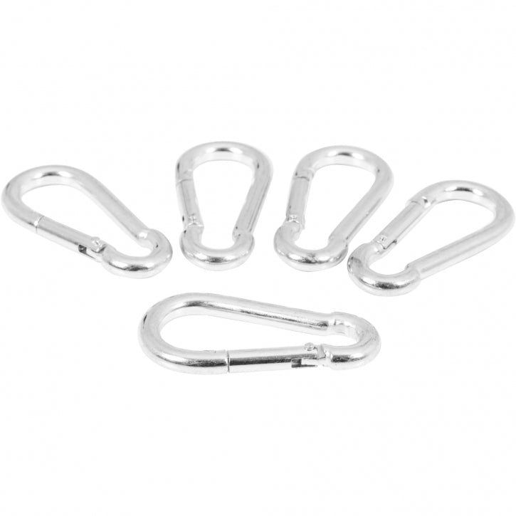 Karabinai 7 cm iš chromuoto plieno, 5 kpl