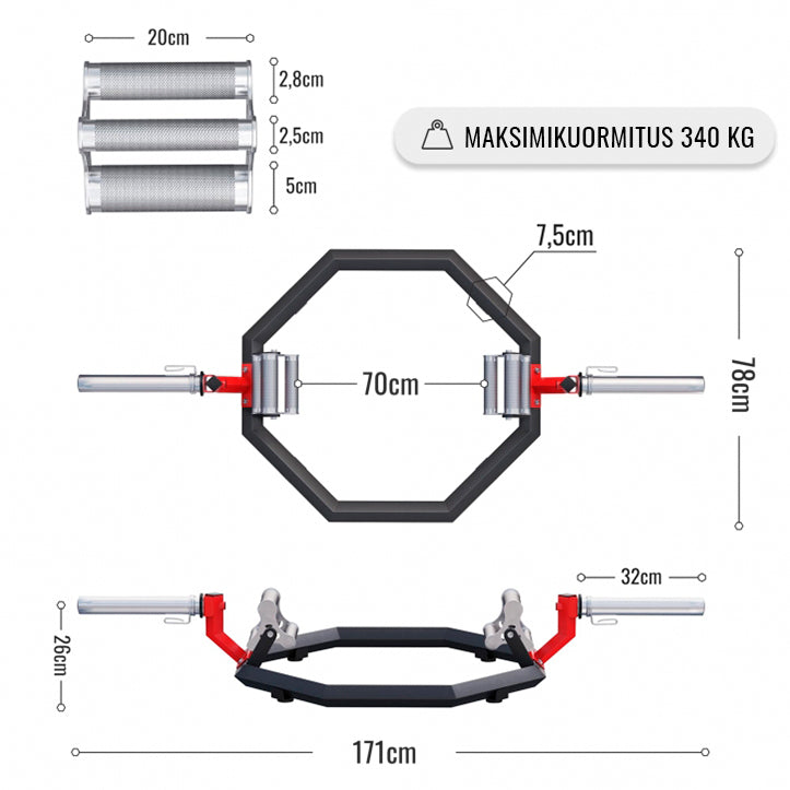 Multi Grip Trap Bar 50 mm su spyruokliniais užraktais