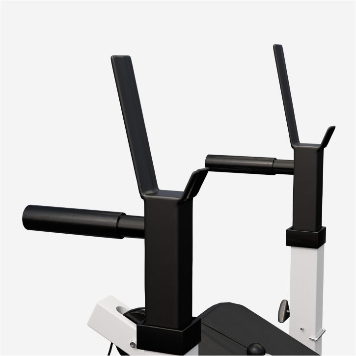Reguliuojamas sunkiosios atletikos suolas + 100 kg štangos rinkinys, baltas