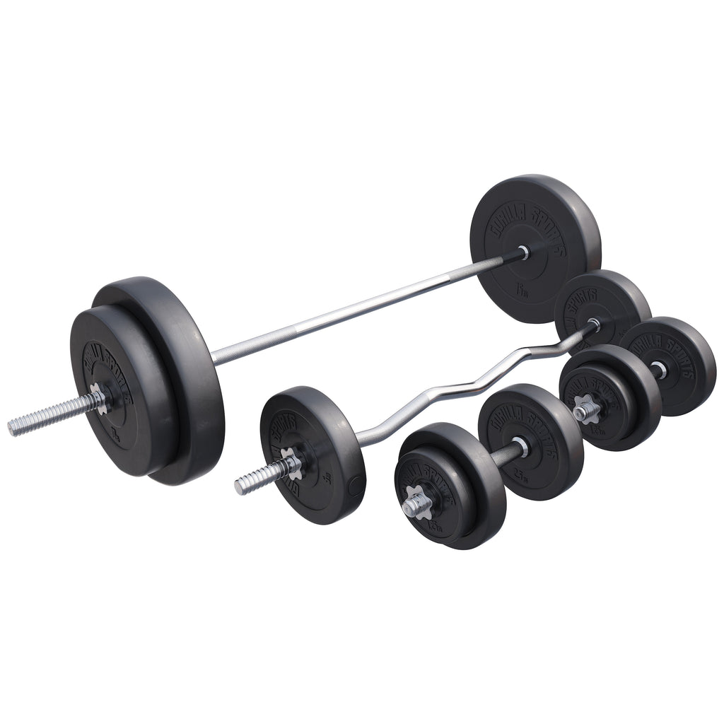 Vinilinis štangos rinkinys 100 kg su tiesiu ir EZ grifu