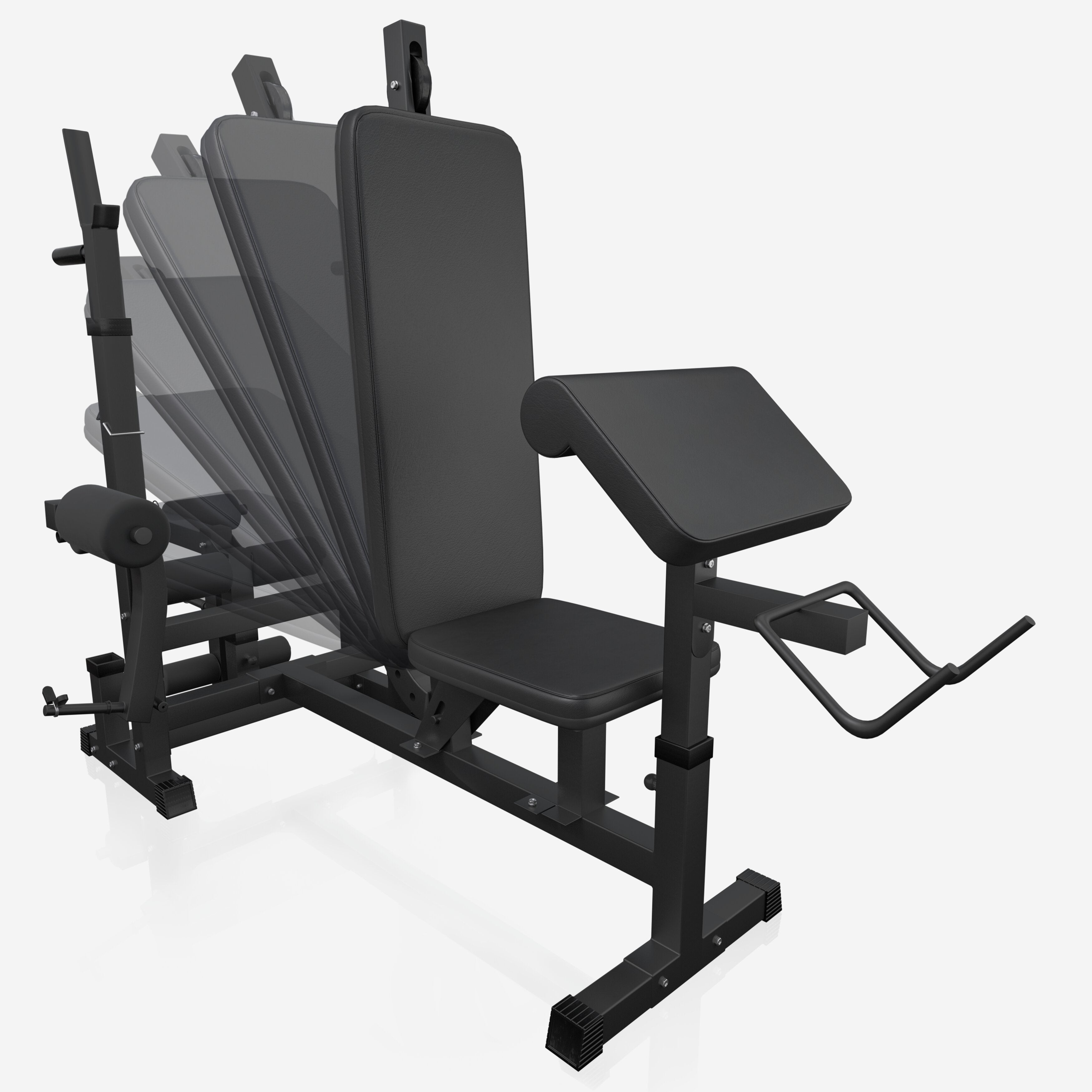 Reguliuojamas sunkumų kilnojimo suolas + 100 kg štangos rinkinys, Black Edition