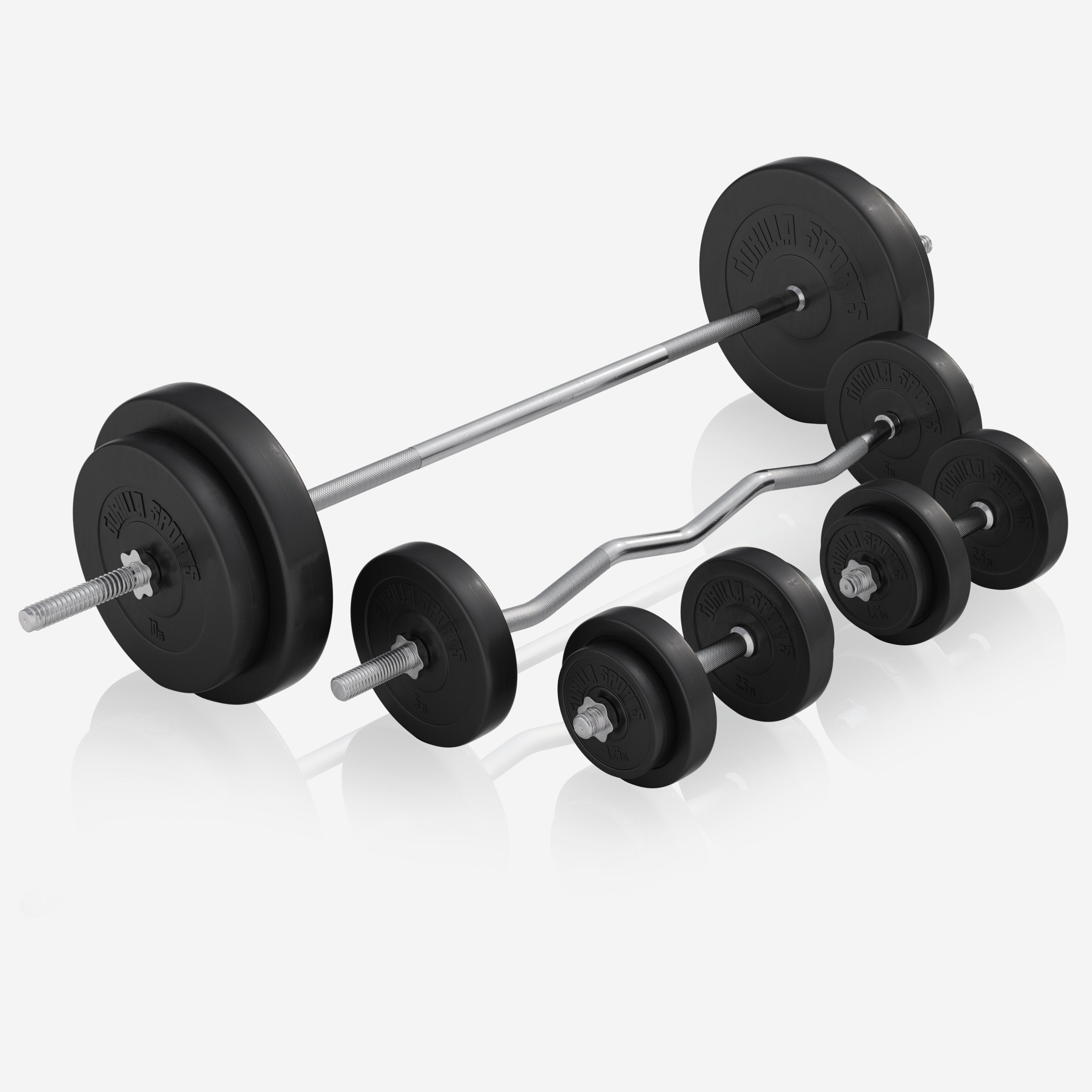 Reguliuojamas sunkumų kilnojimo suolas + 100 kg štangos rinkinys, Black Edition