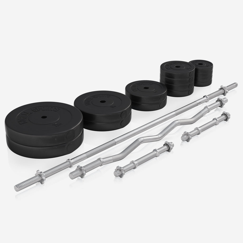 Reguliuojamas sunkumų kilnojimo suolas + 100 kg štangos rinkinys, Black Edition