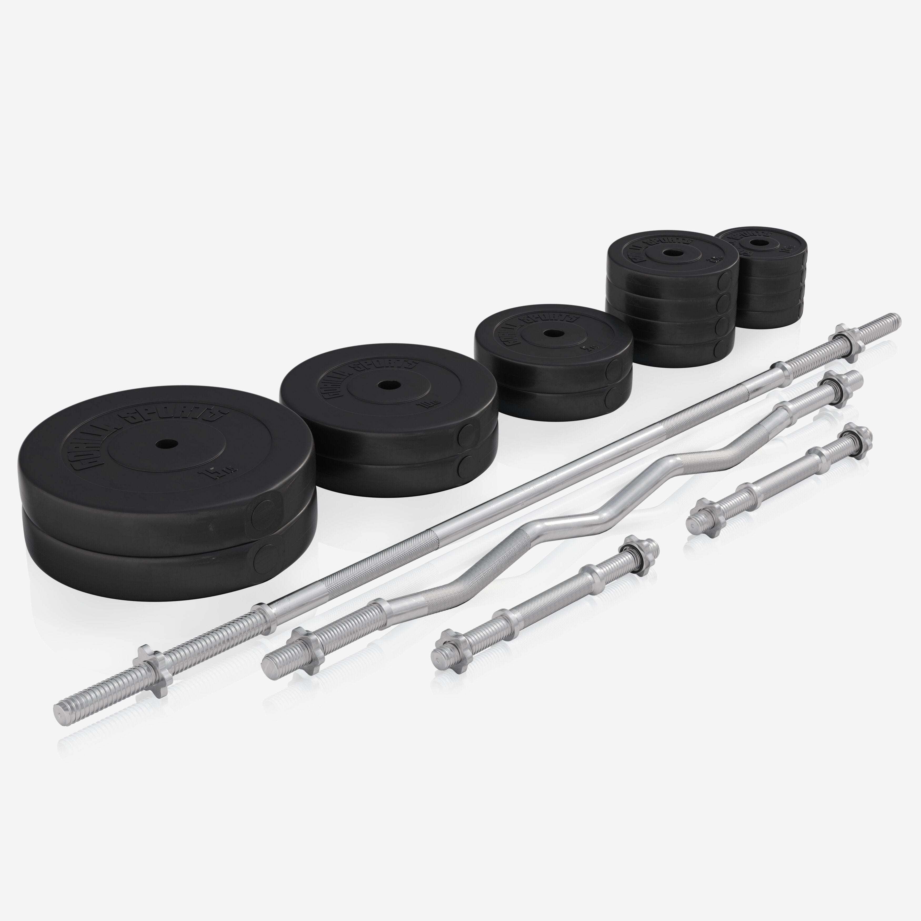 Reguliuojamas sunkumų kilnojimo suolas + 100 kg štangos rinkinys, Black Edition