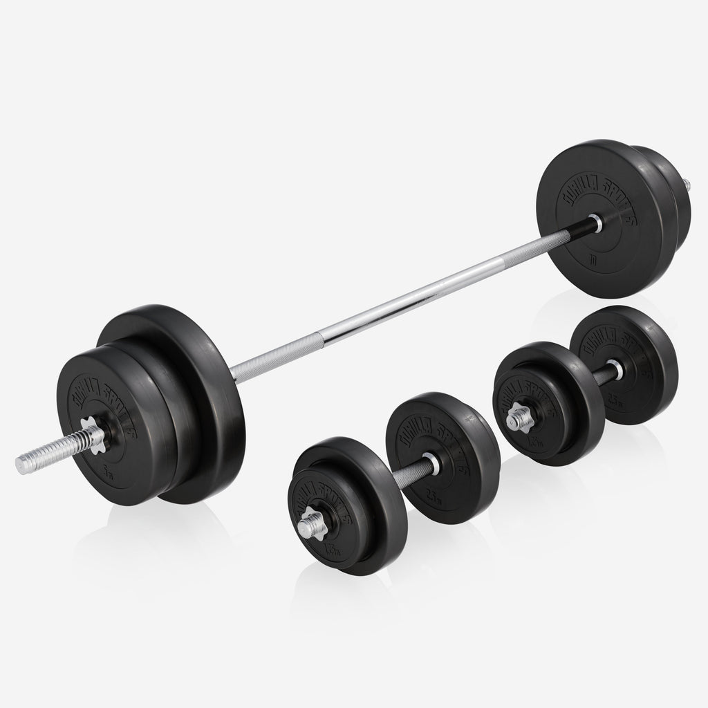 Reguliuojamas sunkumų kilnojimo suolas + 70 kg štangos rinkinys