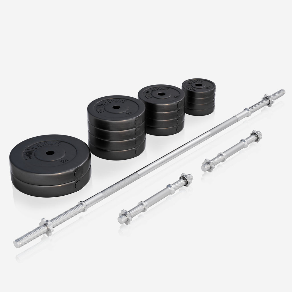 Reguliuojamas sunkumų kilnojimo suolas + 70 kg štangos rinkinys