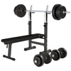 Reguliuojamas sunkumų kilnojimo suolas + 70 kg štangos rinkinys