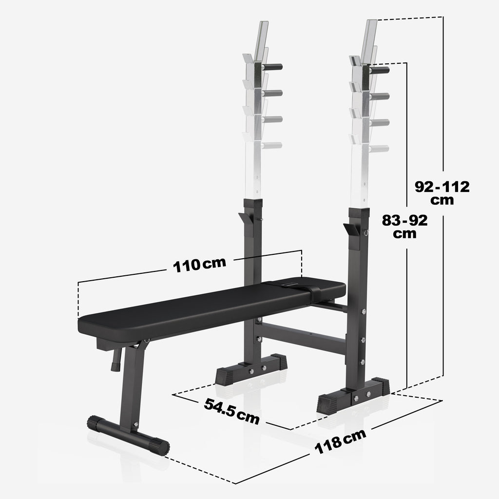 Reguliuojamas sunkumų kilnojimo suolas + 70 kg štangos rinkinys