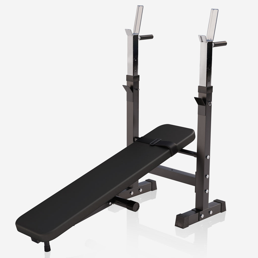 Reguliuojamas sunkumų kilnojimo suolas + 70 kg štangos rinkinys
