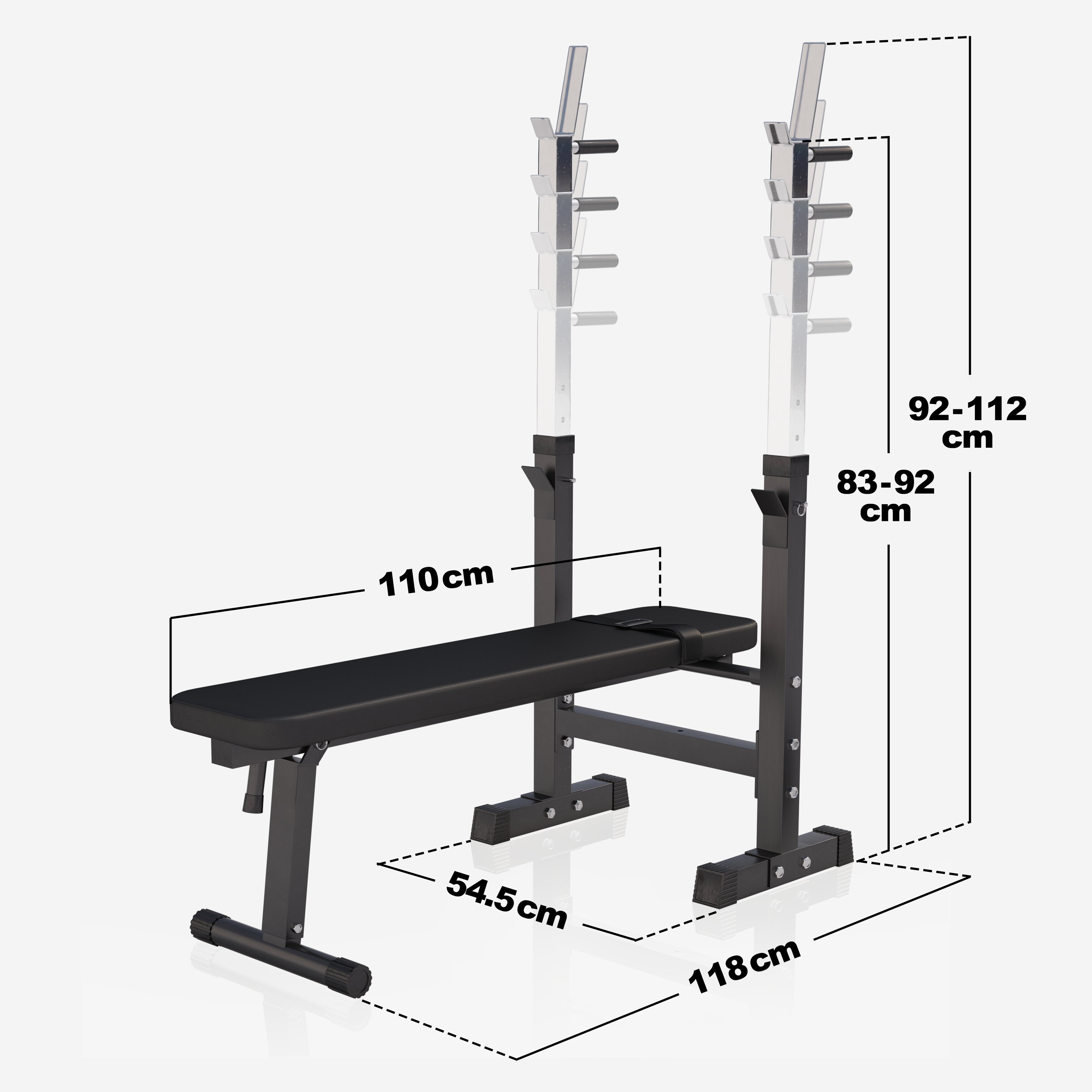 Reguliuojamas svorių suoliukas ir 40 kg štangos rinkinys