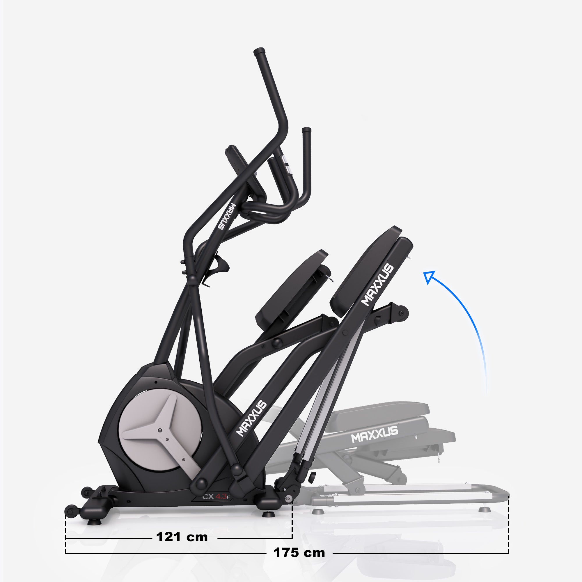 MAXXUS CX 4.3f, sulankstomas elipsinis treniruoklis, 51 cm žingsnio ilgis ir Bluetooth