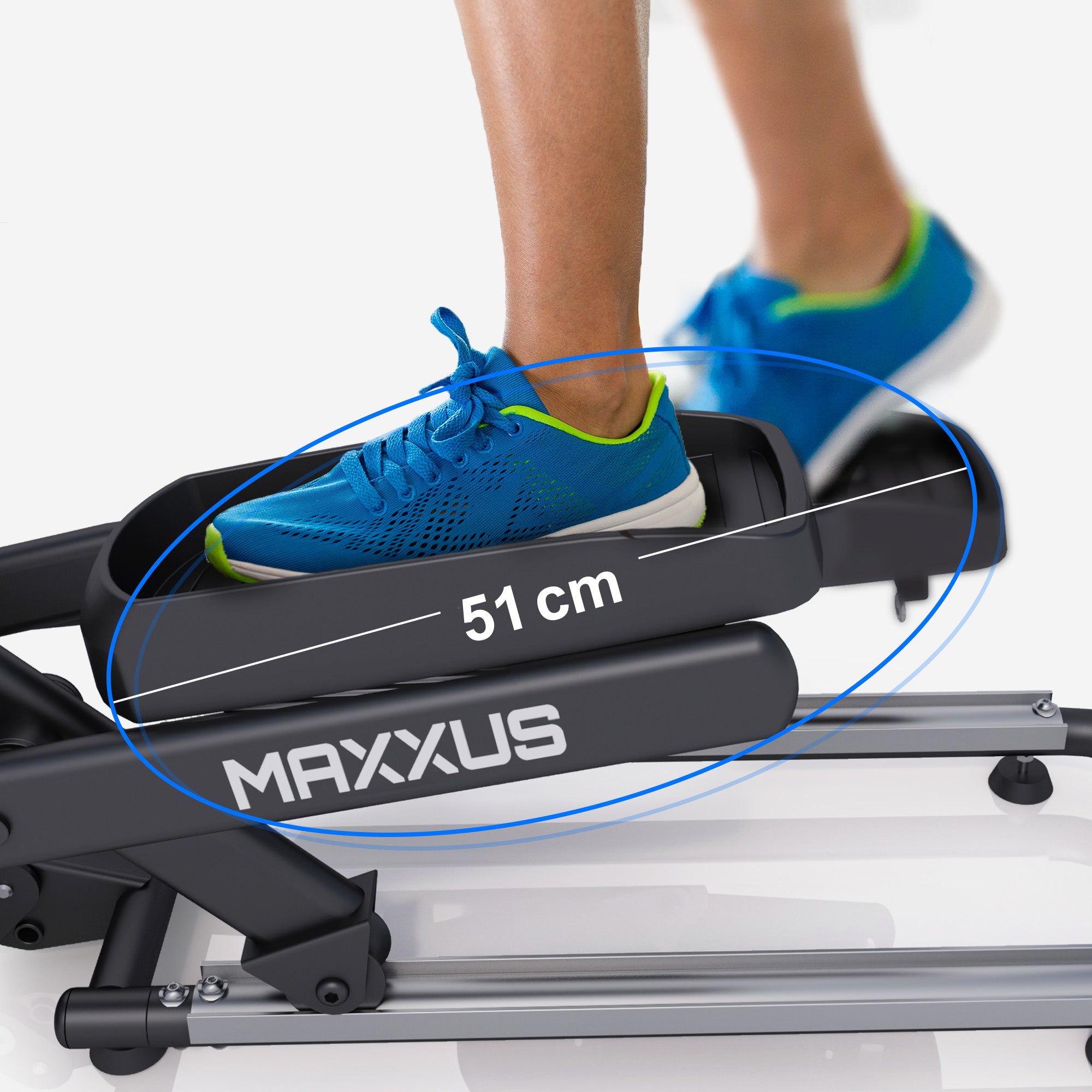 MAXXUS CX 4.3f, sulankstomas elipsinis treniruoklis, 51 cm žingsnio ilgis ir Bluetooth