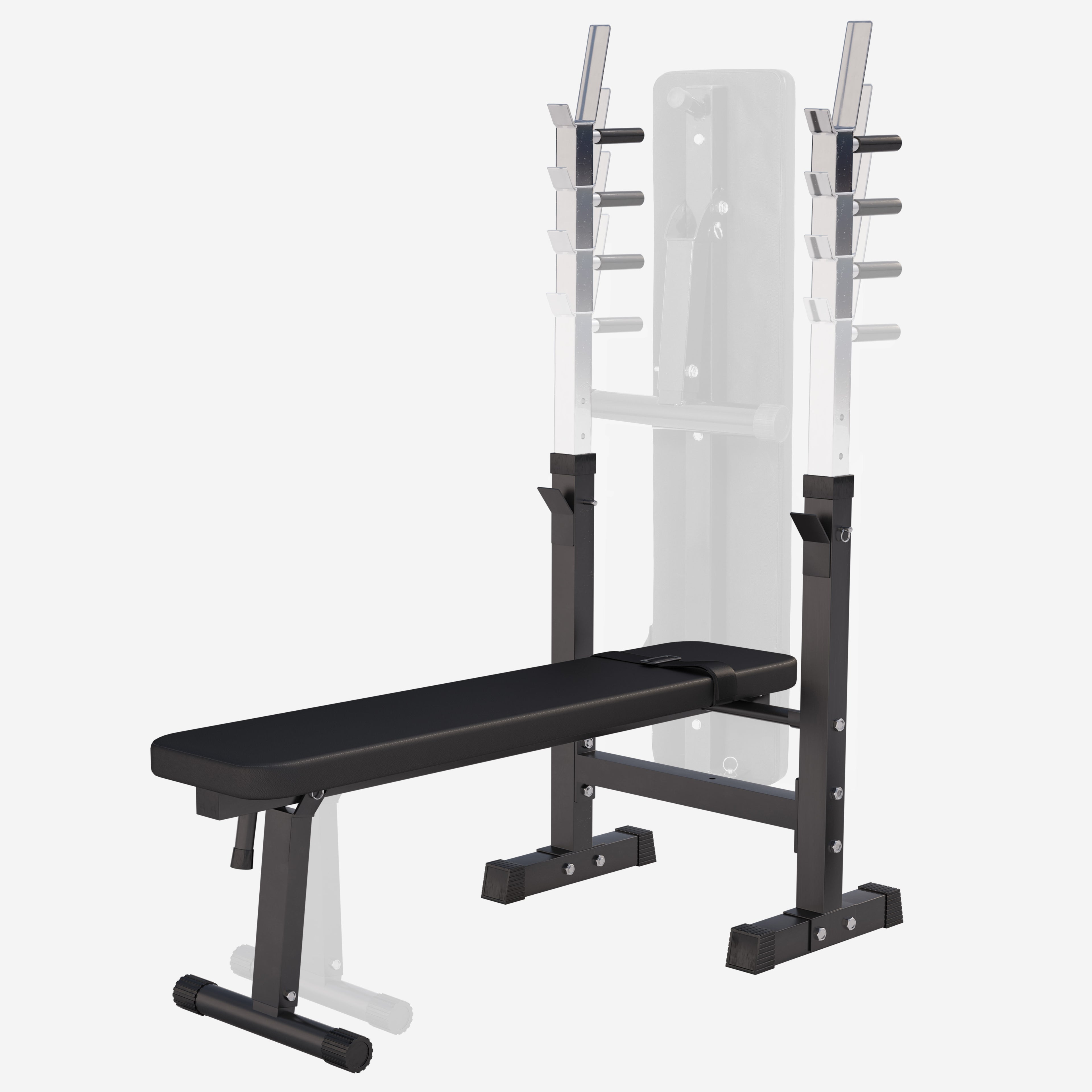 Reguliuojamas svorių kilnojimo suoliukas ir štangos komplektas 100 kg