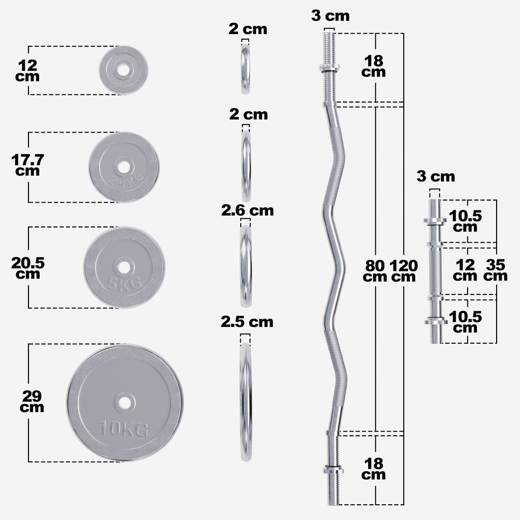 Chromuotas štangos rinkinys 70 kg su EZ grifu