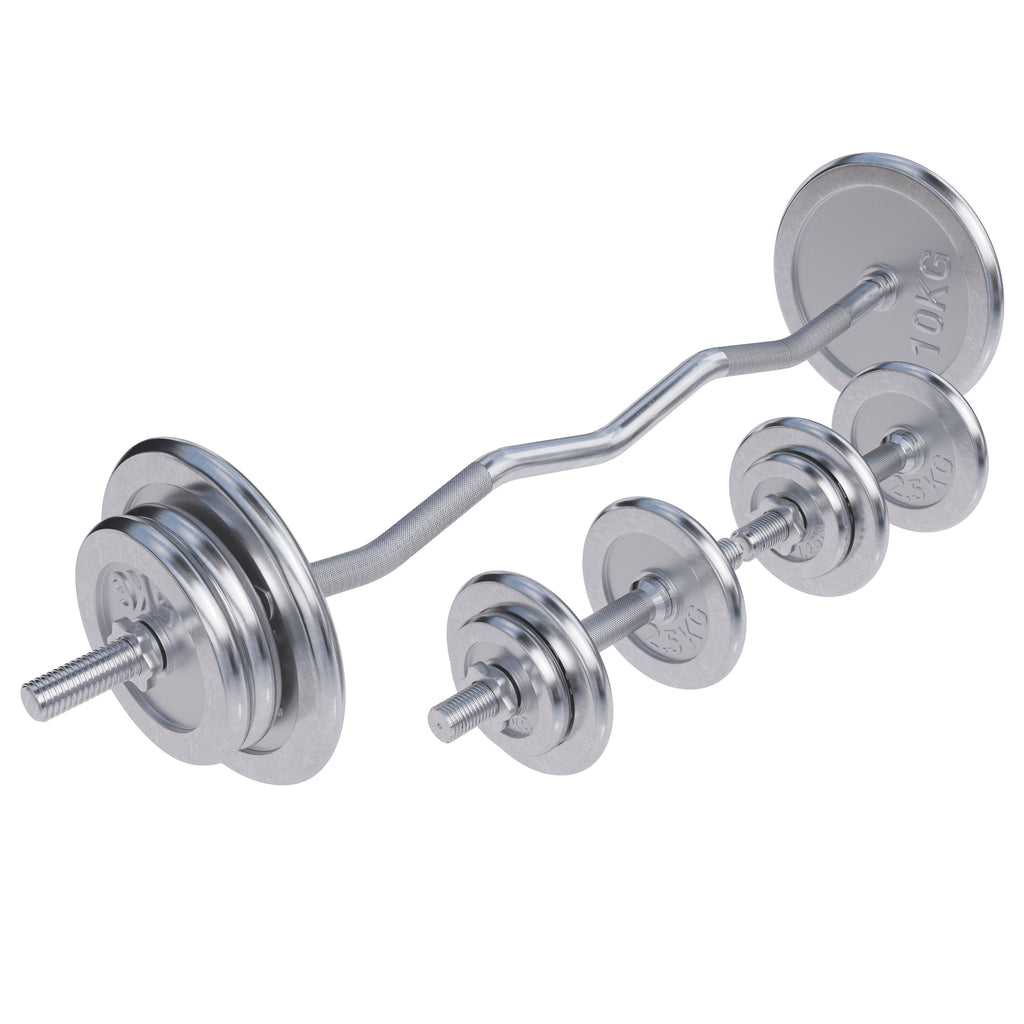 Chromuotas štangos rinkinys 70 kg su EZ grifu