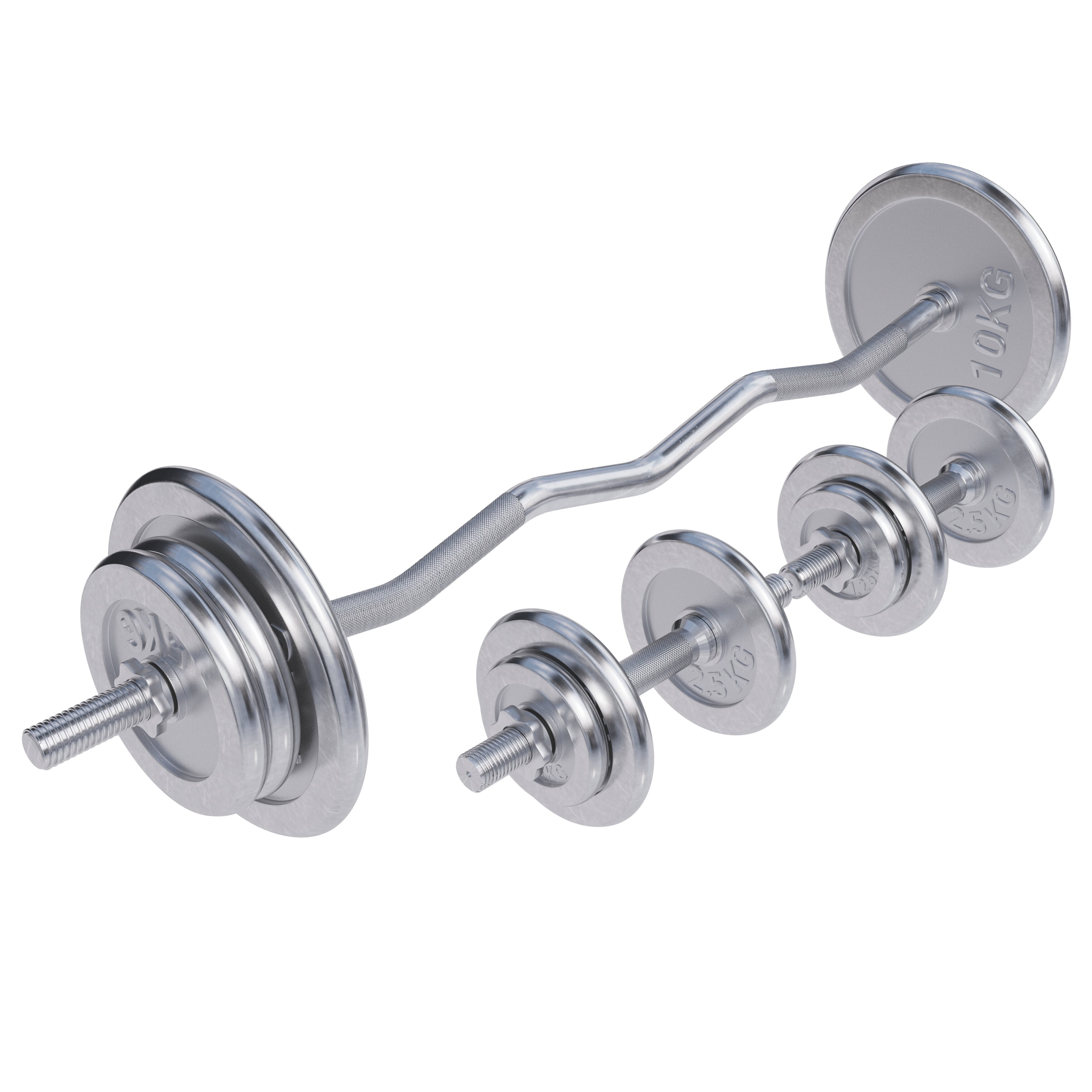 Chromuotas štangos rinkinys 70 kg su EZ grifu