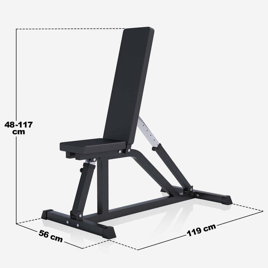 Reguliuojamas nuožulnus suoliukas max 200 kg, Black Edition