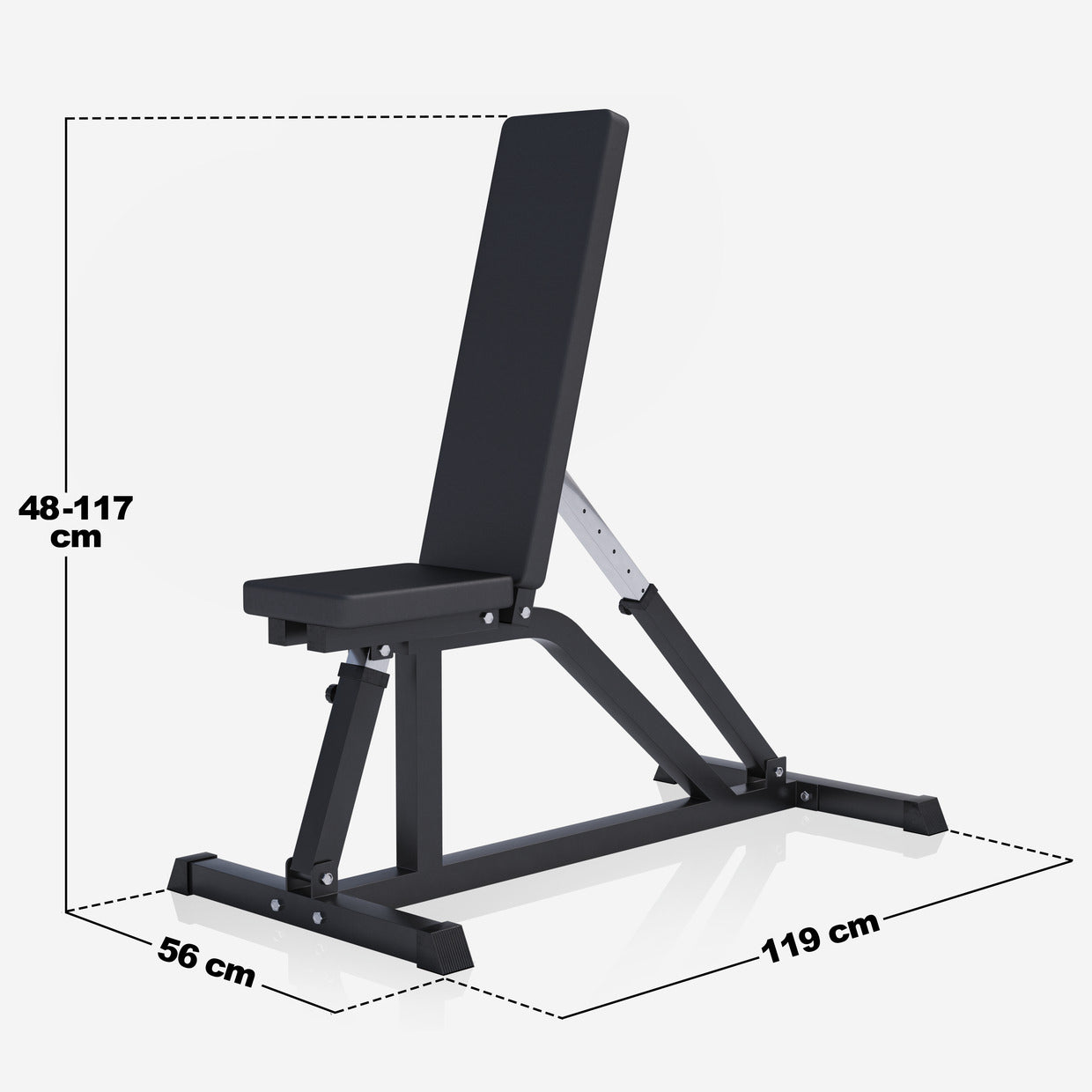 Reguliuojamas nuožulnus suoliukas max 200 kg, Black Edition