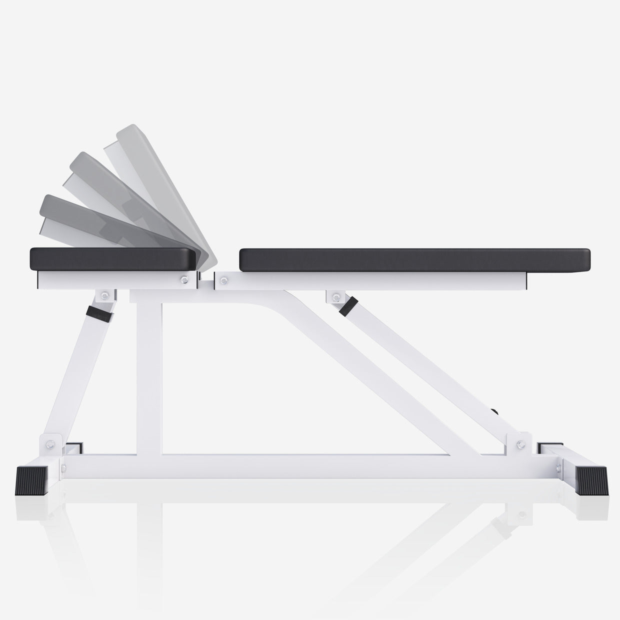 Reguliuojamas nuožulnus suoliukas max 200 kg, baltas