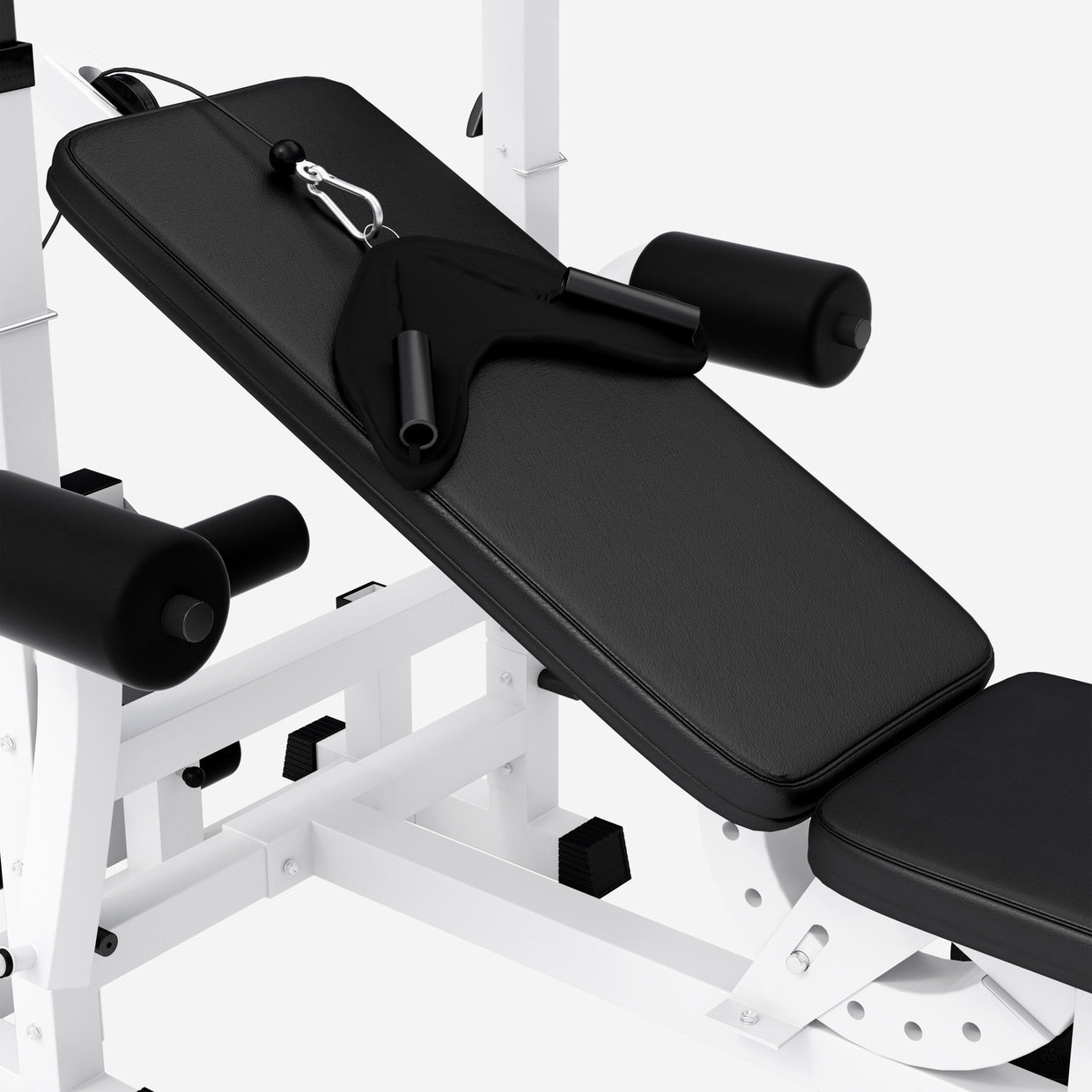 Reguliuojamas daugiafunkcis suoliukas max 280 kg, baltas