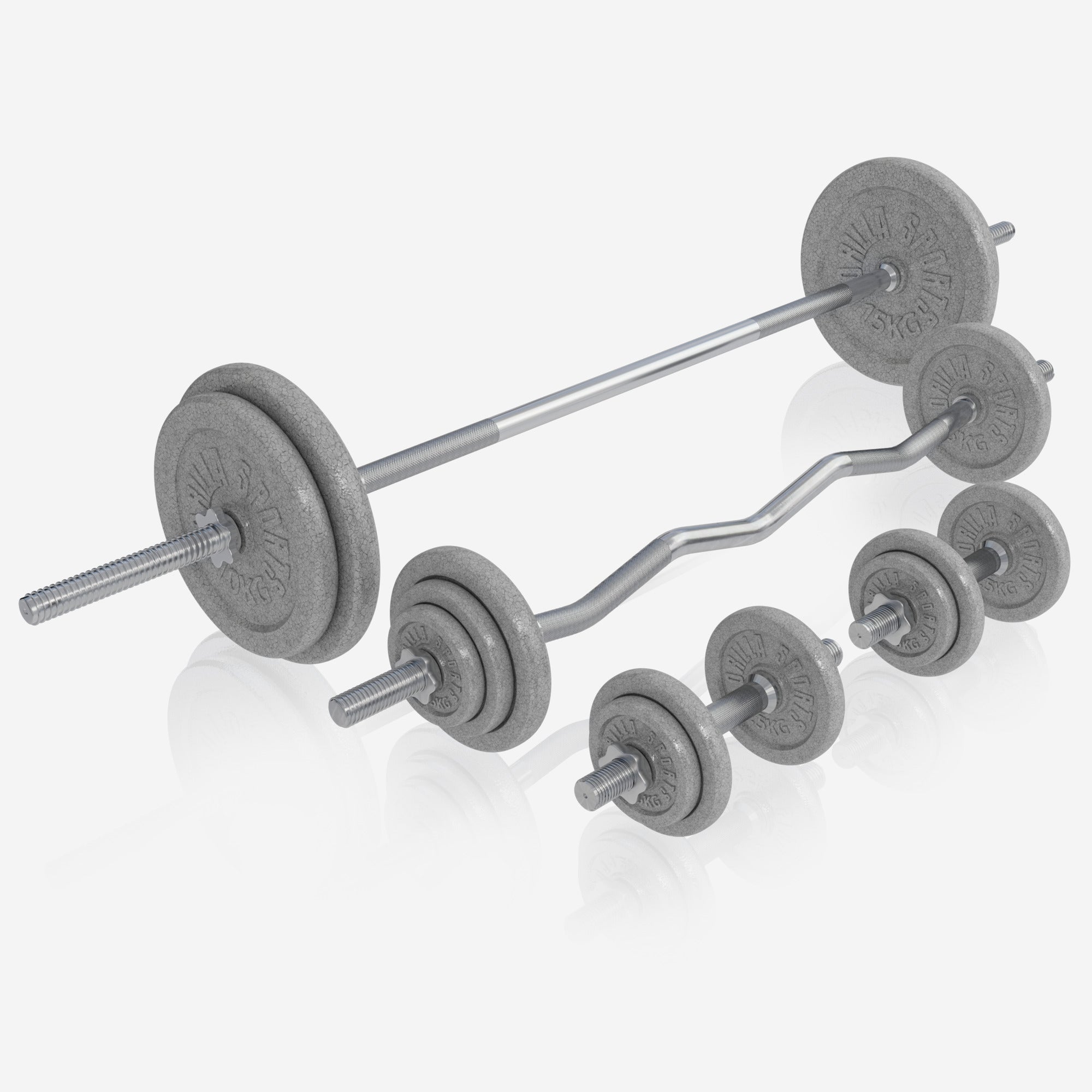 Reguliuojamas svorių kilnojimo suoliukas + štangos rinkinys 108 kg