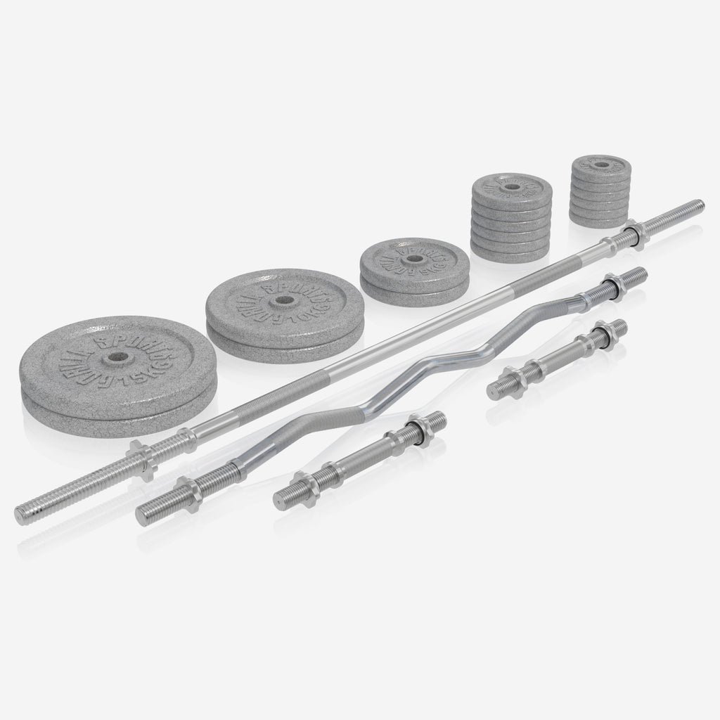 Daugiafunkcė treniruočių stotis + štangos rinkinys 108 kg