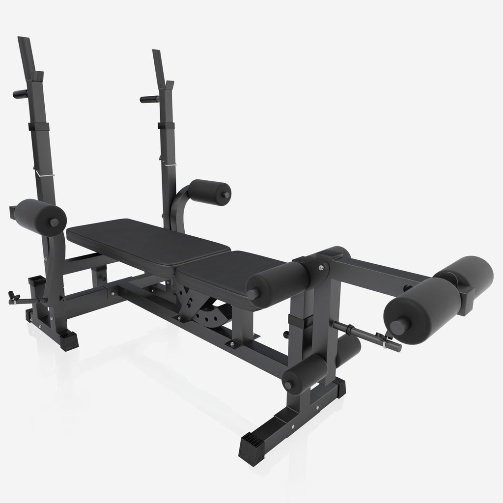 Daugiafunkcė treniruočių stotis + štangos rinkinys 108 kg