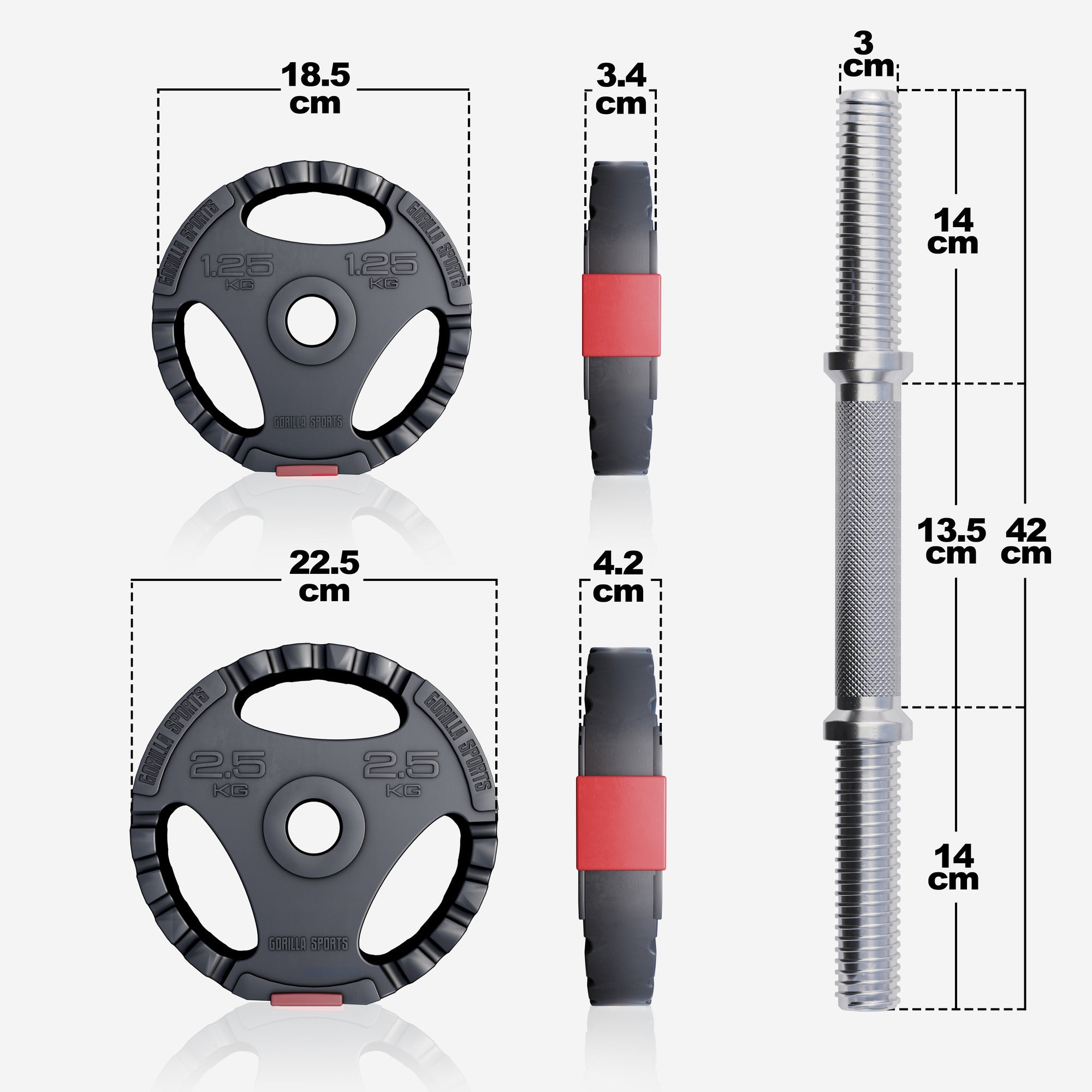 Vinilinis Tri Grip hantelių rinkinys 30 kg, 30mm