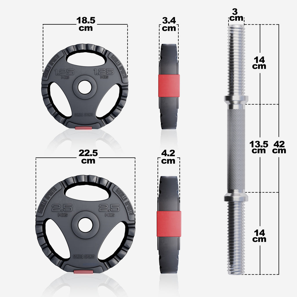 Vinilinis Tri Grip hantelių rinkinys 30 kg, 30mm