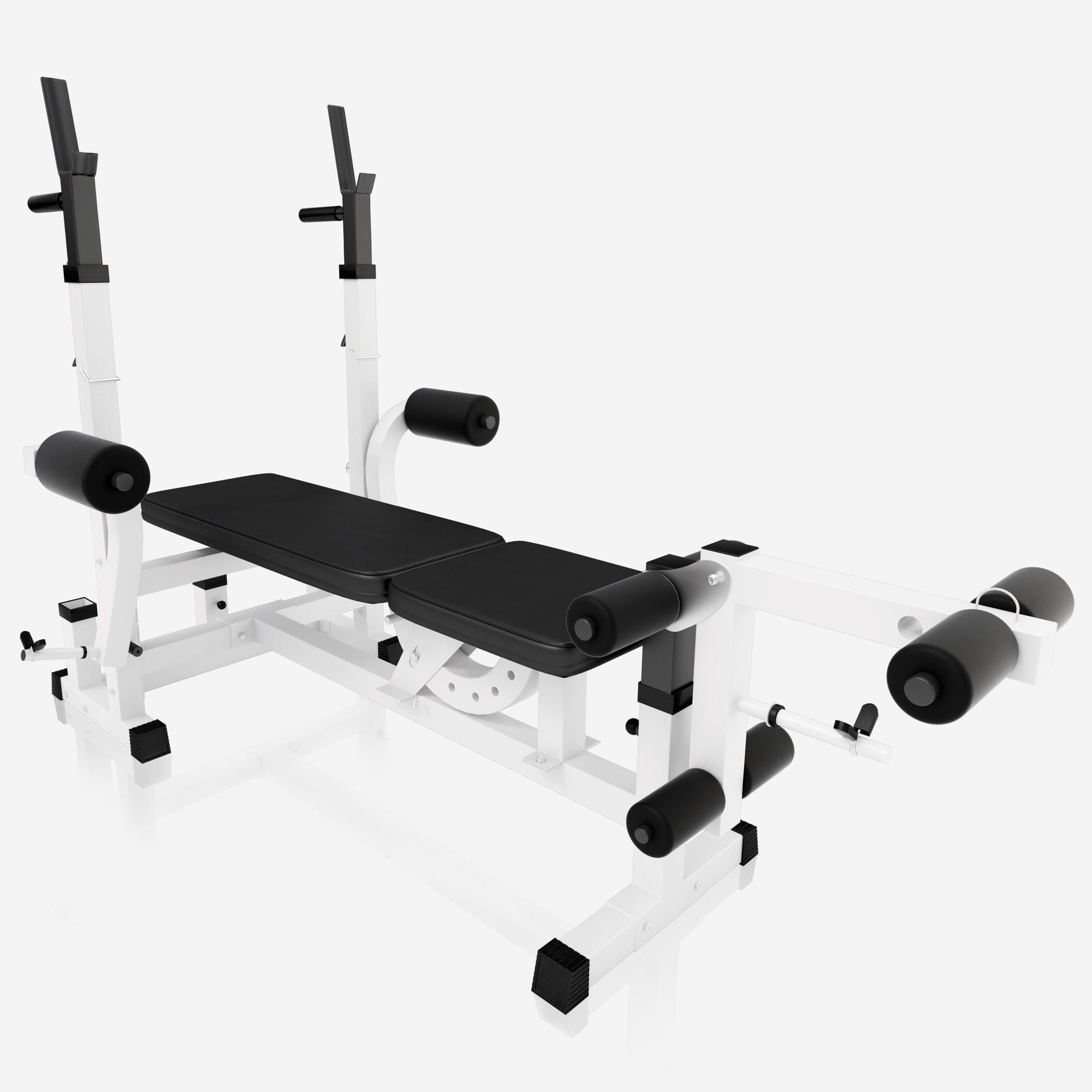 Reguliuojamas svorių suoliukas ir 108 kg štangos rinkinys