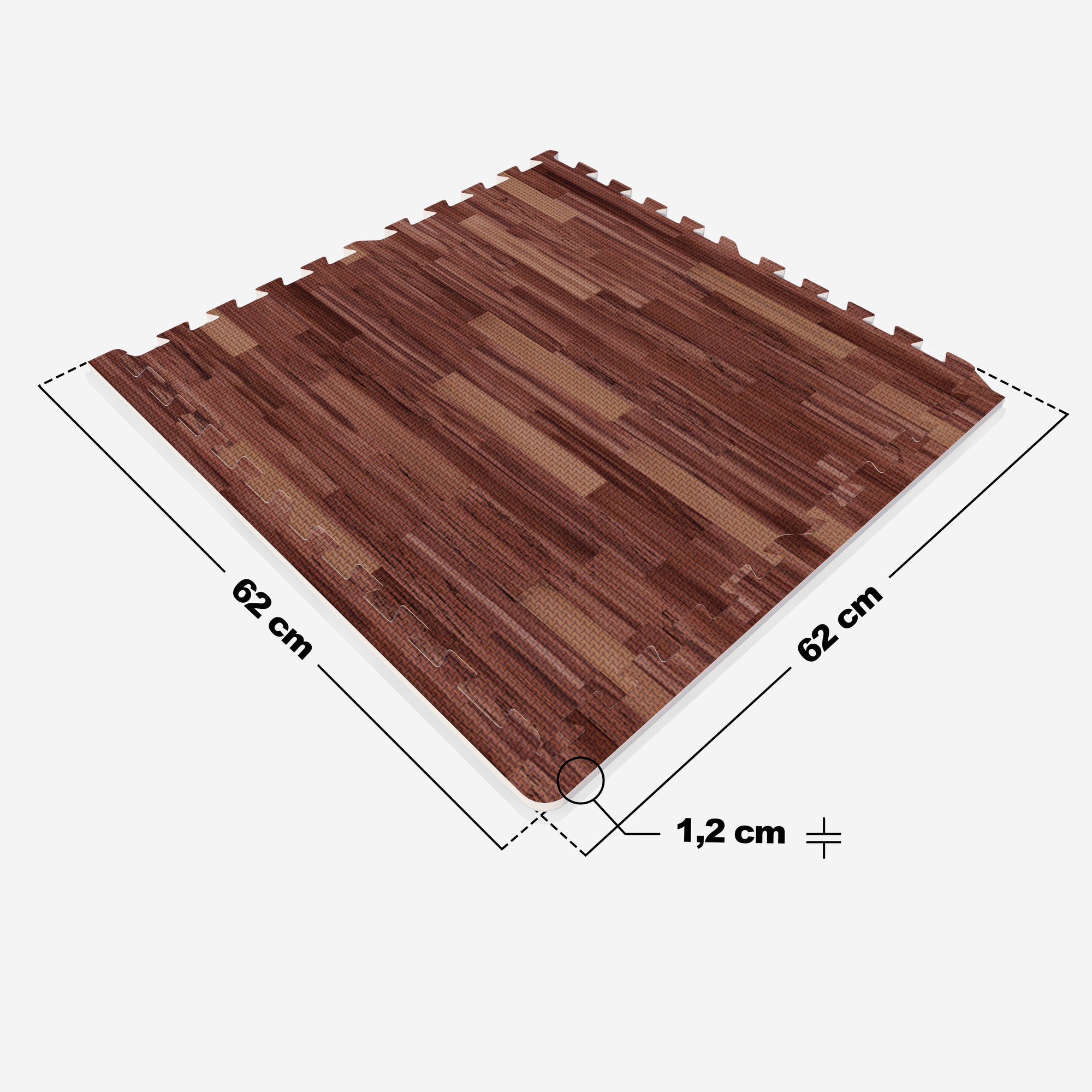 Apsauginis kilimėlis, 6 dalys + 12 kraštinių dalių, 60 x 60 x 1,2 cm