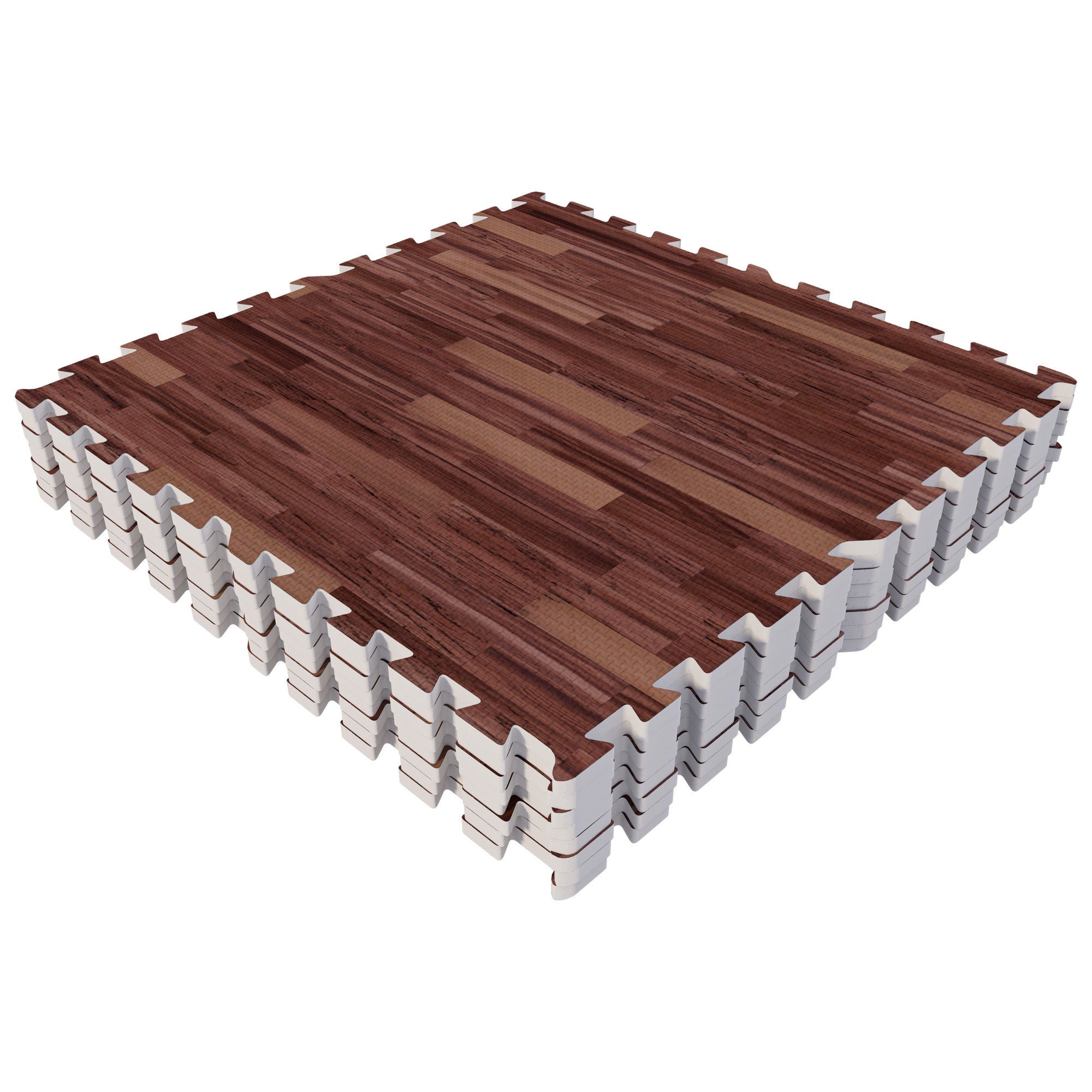 Treniruočių kilimėlis iš 8 dalių 60 x 60 cm, tamsaus medžio raštas