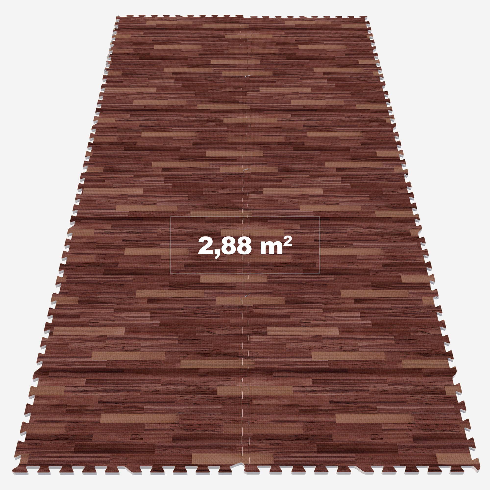 Treniruočių kilimėlis iš 8 dalių 60 x 60 cm, tamsaus medžio raštas