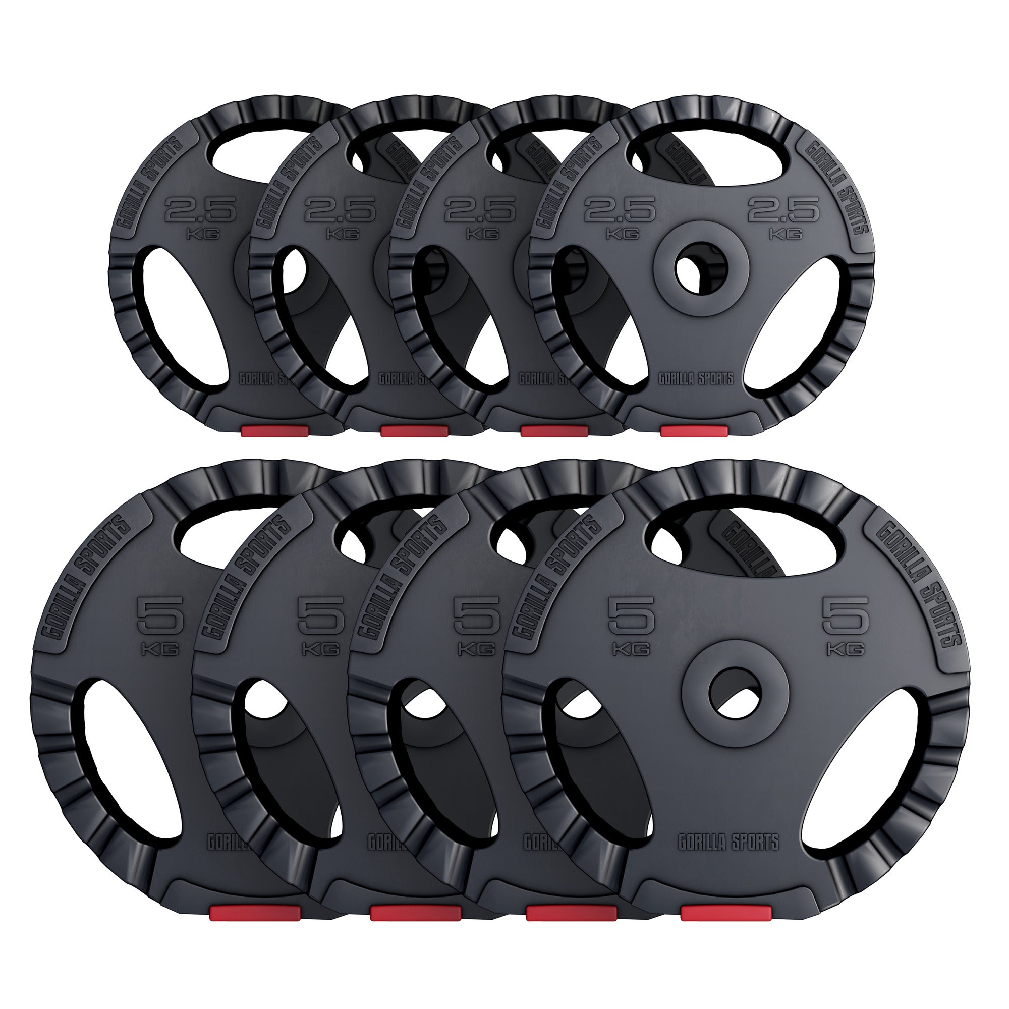 Viniliniai svorių diskai su rankenomis 4 x 2,5 kg + 4 x 5 kg