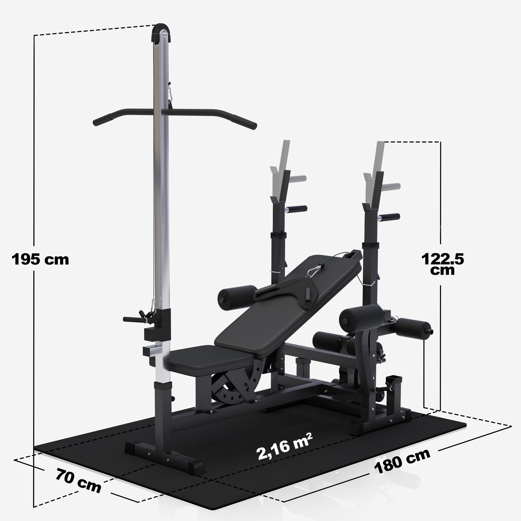 Universali namų treniruočių stotis su 100 kg svorių rinkiniu