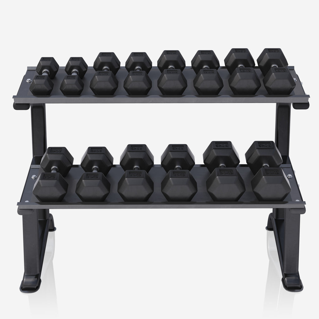 Hexagon hantelių rinkinys 237 kg su stovu