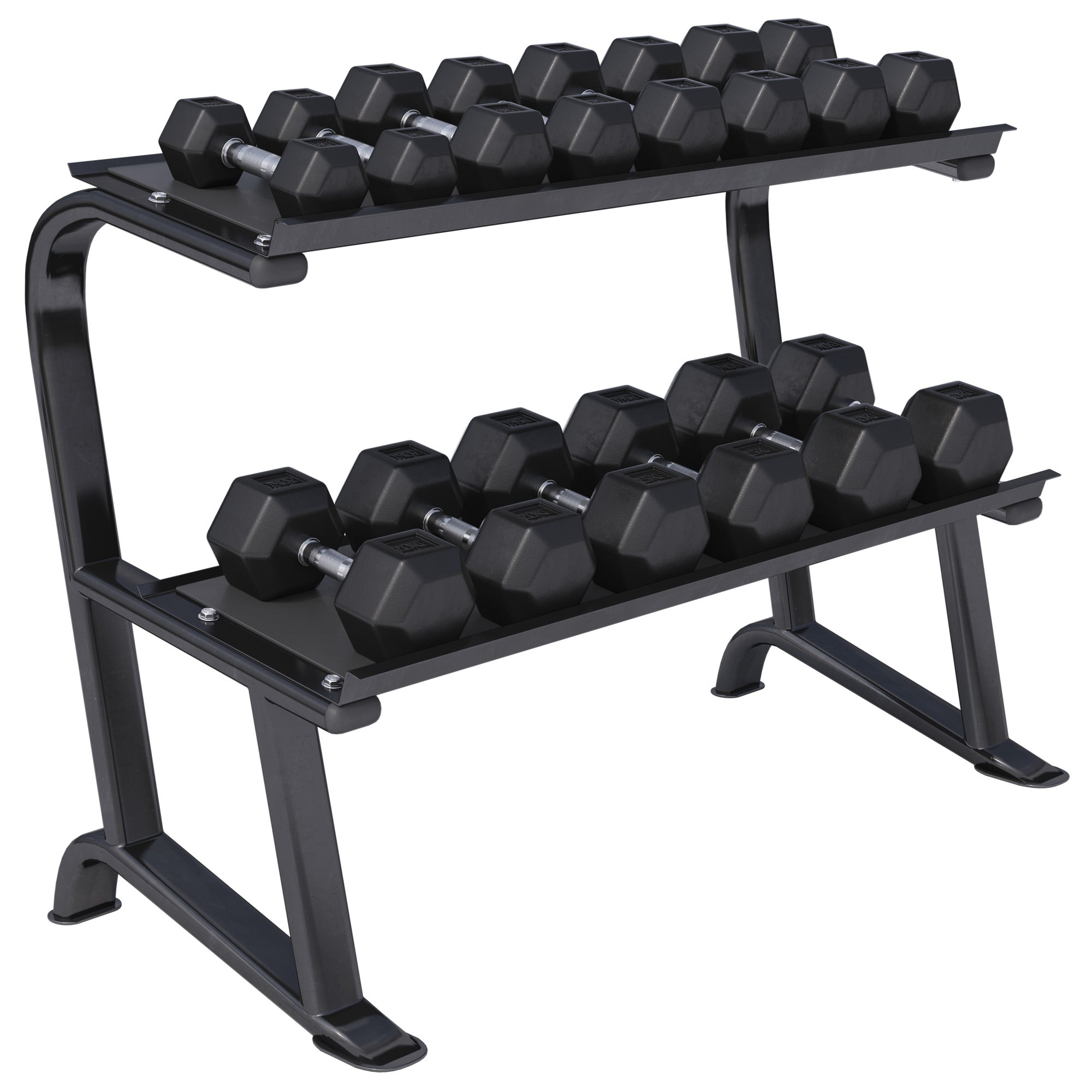 Hexagon hantelių rinkinys 237 kg su stovu