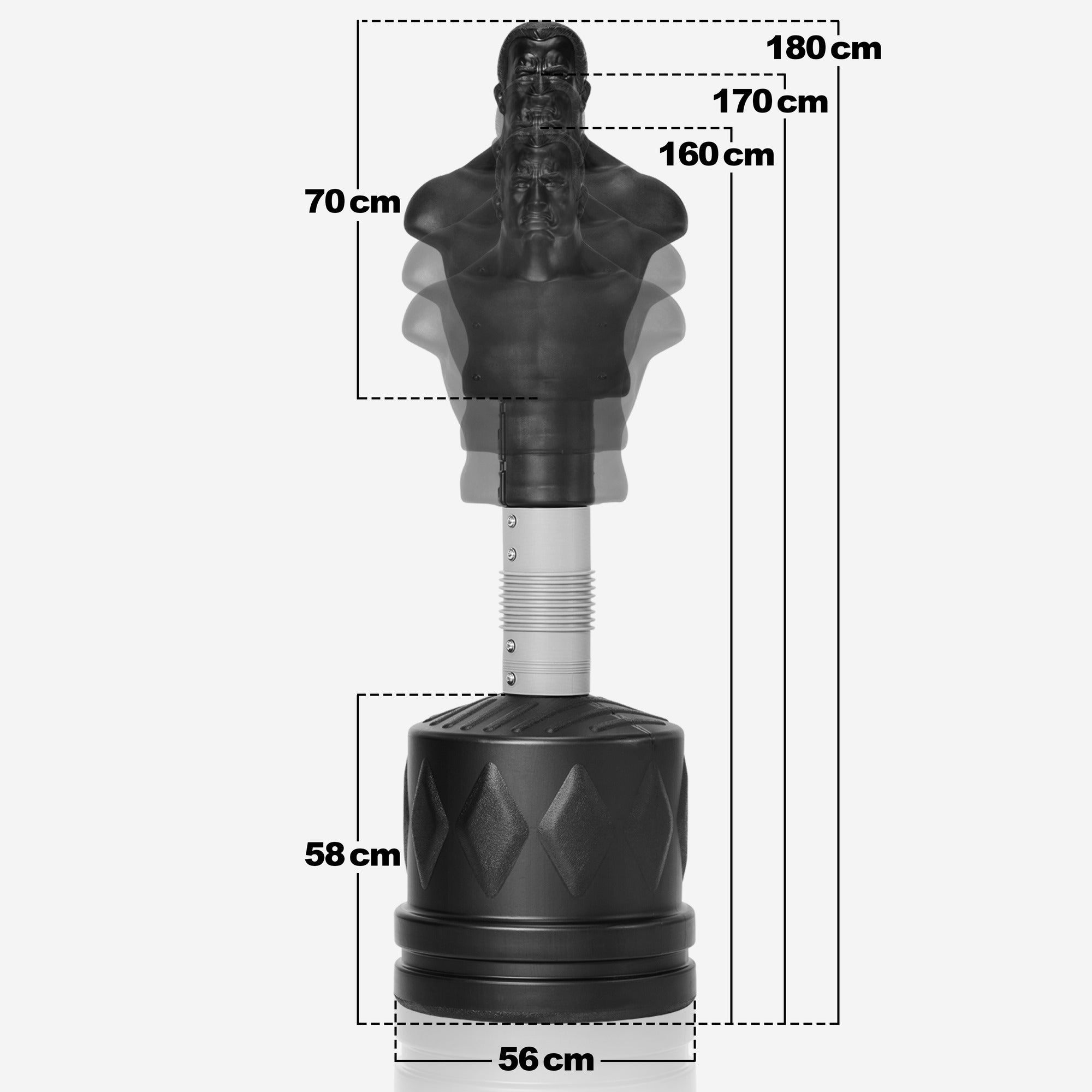 Pastatomas Bob bokso maišas 160–180 cm su užpildomu pagrindu