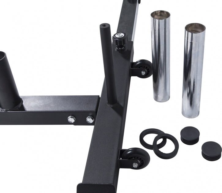 Half rack pritūpimų stovas ir 140 kg štangos rinkinys