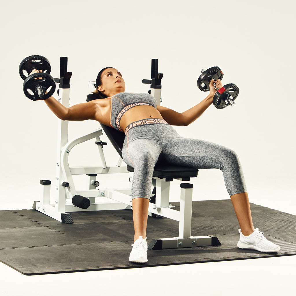 Universali daugiafunkcė treniruočių stotis + 100 kg štangos rinkinys
