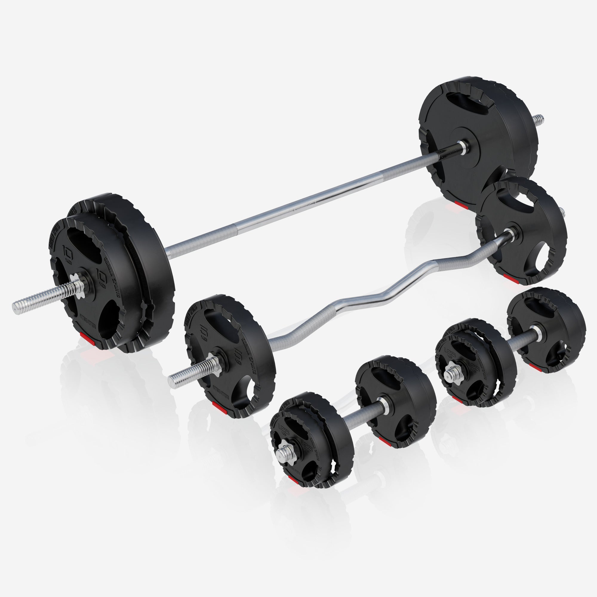 Universali daugiafunkcė treniruočių stotis su 100 kg Tri Grip svorių rinkiniu